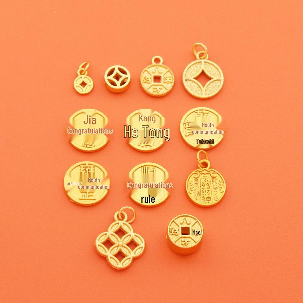 Matte Gold DIY Five Emperors Copper Coins Jewelry: God of Wealth Bracelet, Necklace, and Pendant Accessories