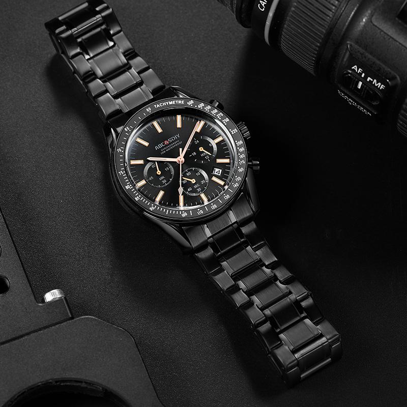 Men's Watches Luxury Round Quartz Wristwatch Waterproof Chronograph Watch for Men Auto Date Clock