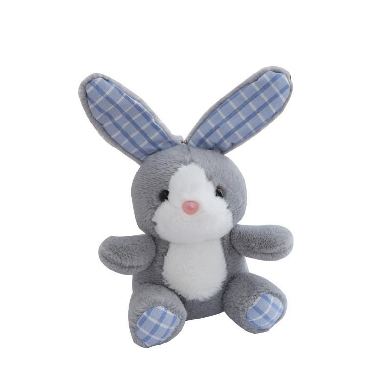 Adorable Checkered Long-eared Bunny Plush Toy Soft Stuffed Rabbit Doll For Kids