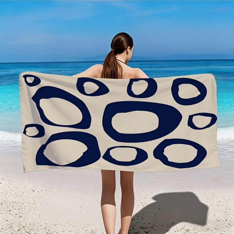 

2D Flat - 1pc Deep Blue Abstract Circular Pattern Beach Towel | Soft, Skin-Friendly, Non-Shedding, Easy to Clean, Resistant to W30*H60(CM)