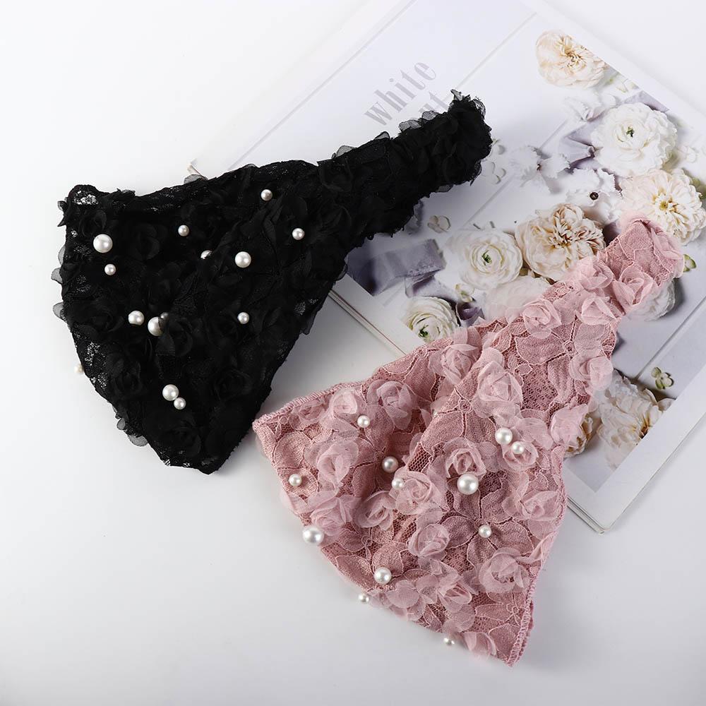 Elegant For Girls Wide Side Non Slip Pearl Lace Headband Flower Women Hairbands Korean Head Wrap