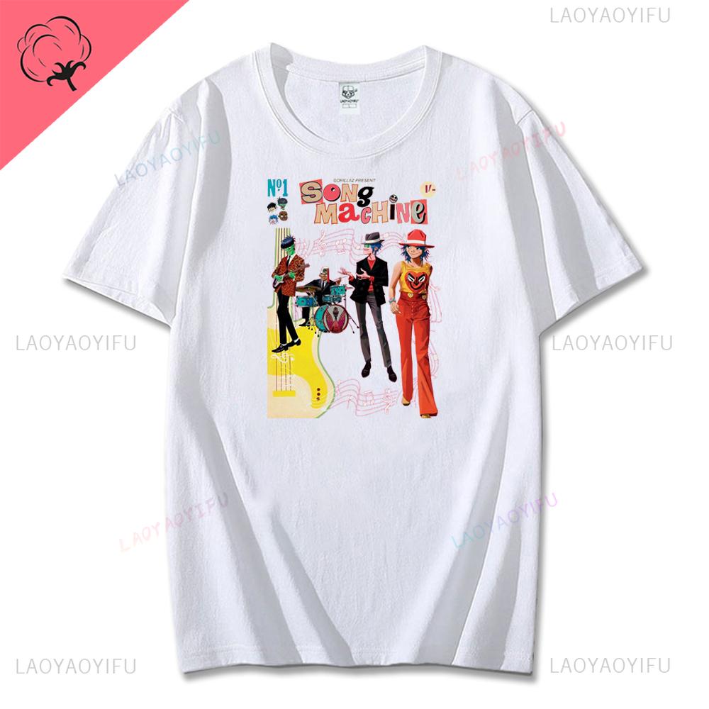 Vintage Music Band Gorillaz PUNK ROCK Printed T Shirt Men Women Summer 90s Oneck Cotton Short Sleeve Tshirts Y2K Clothing Tee