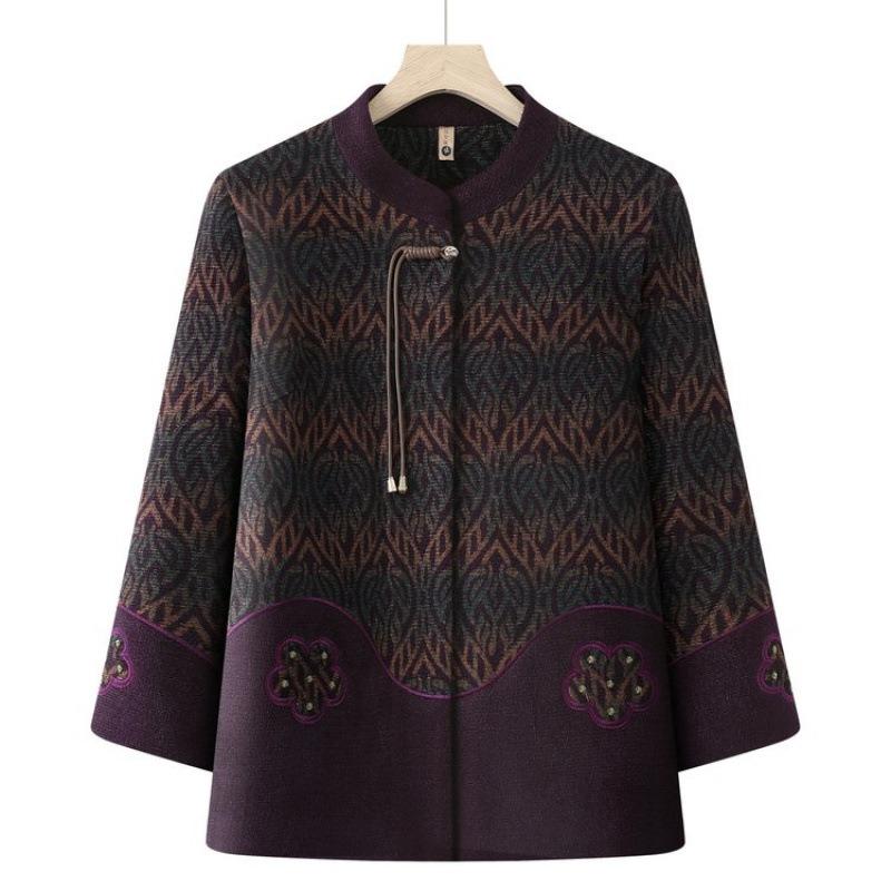 Women's Clothing Autumn and Winter Old Lady Woolen Old Clothes Winter Clothing Plush Thickened Jacket To Keep Warm