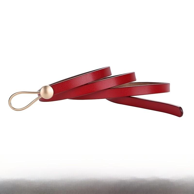Casual Ladies Leather Thin Belt With Minimalist Knot Design And Alloy Closure