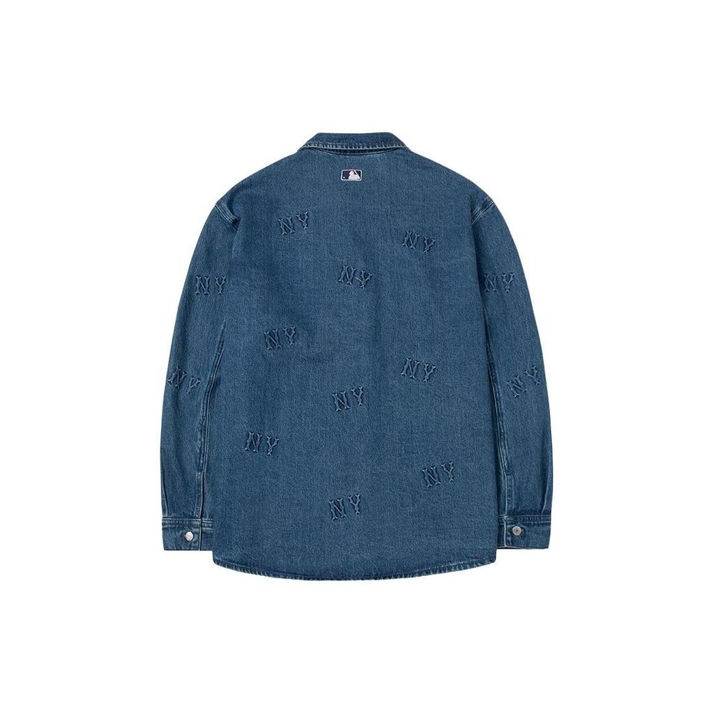 MLB New York Yankees SS24 Sports Lifestyle Brand Logo Solid Color Casual Denim Cardigan Single-Breasted Comfortable Long Sleeve Shirt 3ADRM0841-50INS