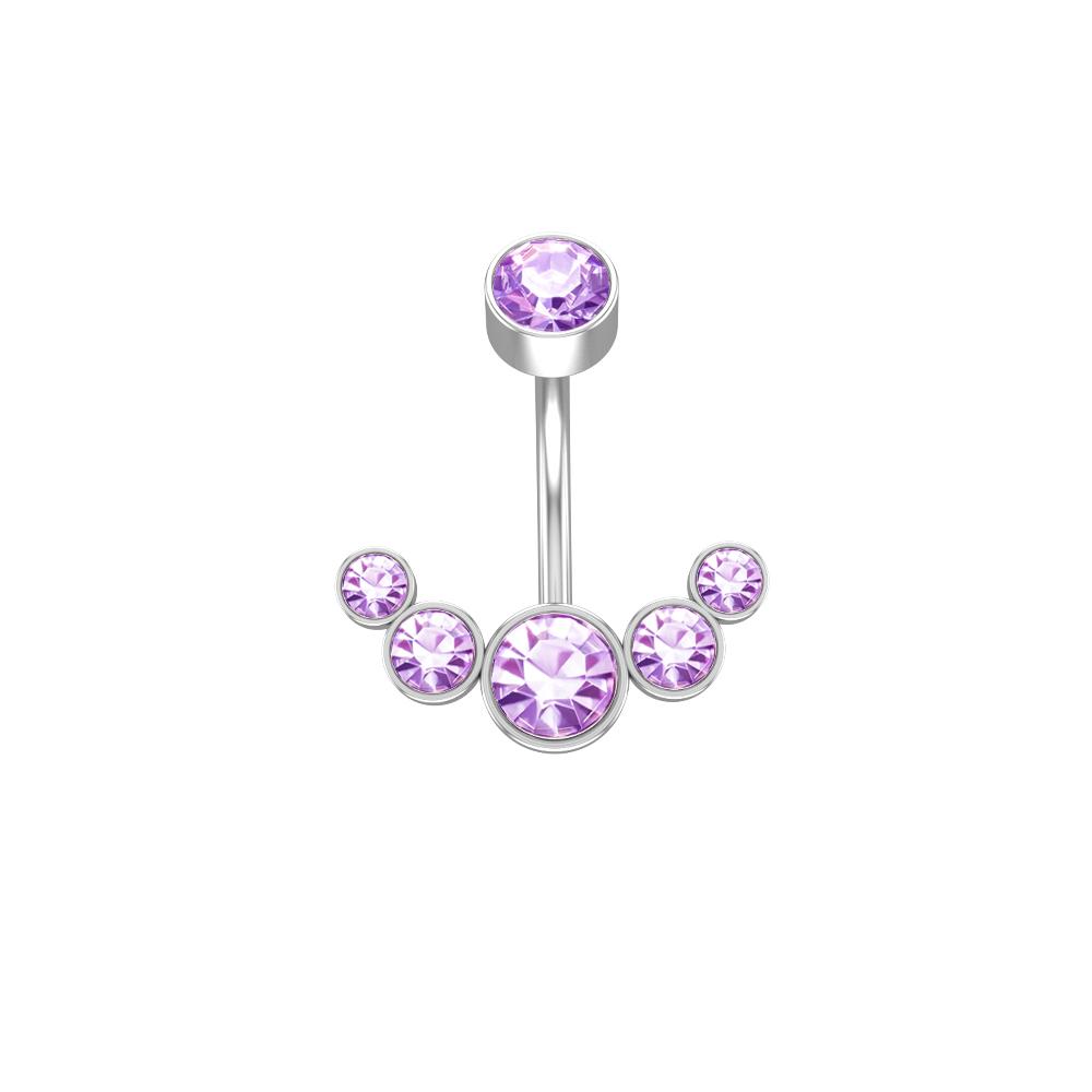 

14 г драгоценный камень в форме полумесяца, хирургическая сталь 316L, кольцо для пупка, пирсинг, ювелирное изделие, подарок Purple серебряный