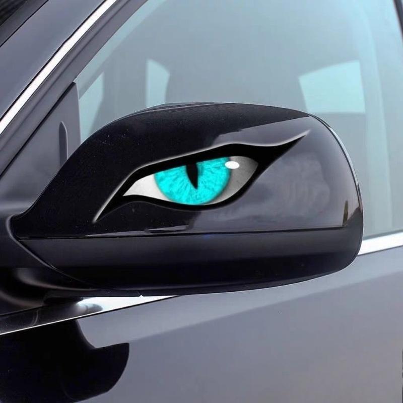 2D Reflektierende Teufelsaugen Aufkleber, Wasserdichte Decals für Auto Rückspiegel Auto Außen Dekoration