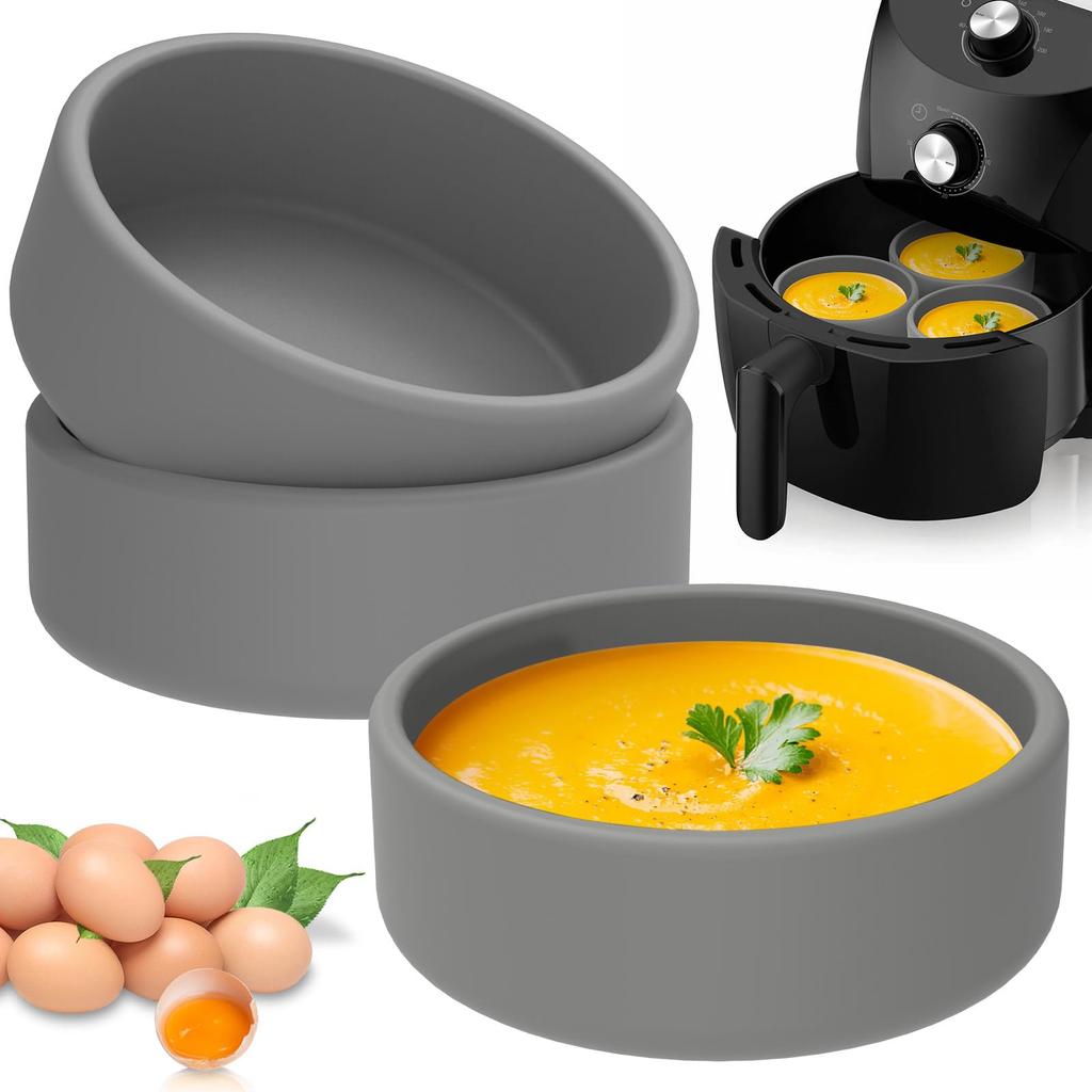 Silicone Air Fryer Egg Mold 3pcs, Reusable Nonstick Egg Bite Pans 3pcs - Microwave Egg CookerSous Vide Egg Bite Maker Replacement, BPA Free,