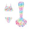 3Pcs Girls Mermaid Tail Swimsuit Children Memaid Swimwear Bikini Bathing Suit Halloween Costume Princess Beach Party Clothing