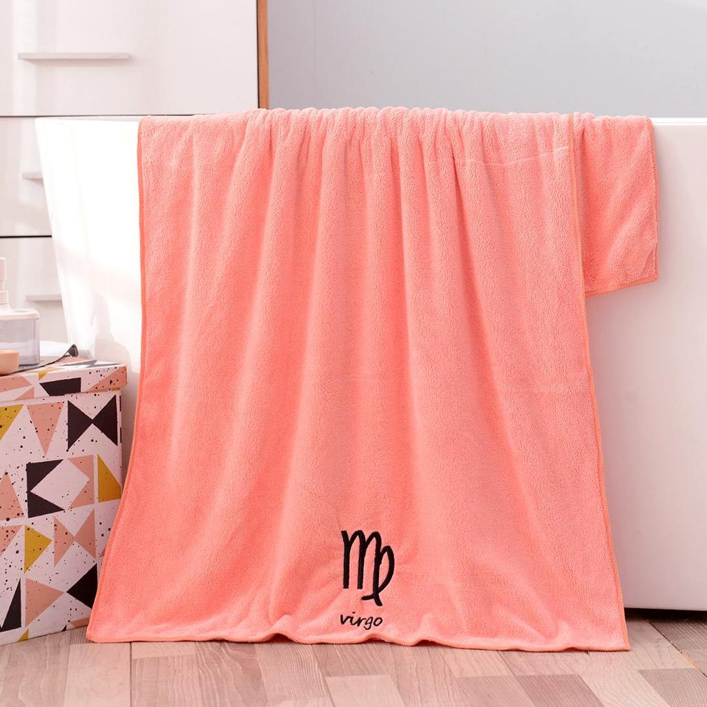 Soft Coral Fleece Twelve Constellations Bath Towel Set - Absorbent & Thick for Couples
