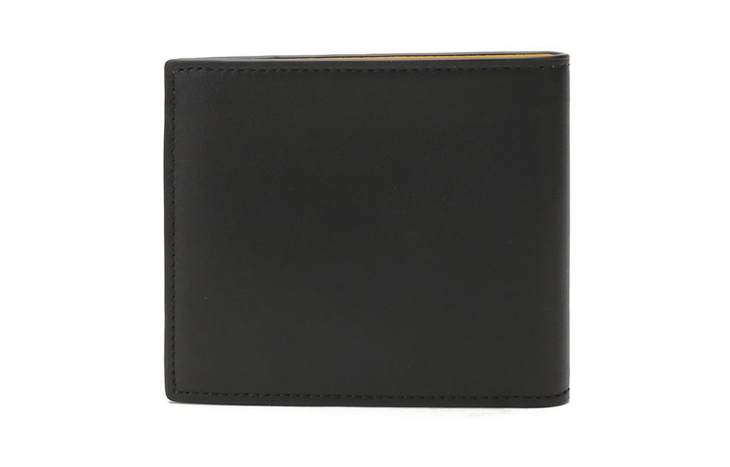 Fendi Logo Printed Short Double-Fold Calfskin Wallet For Men Black And Yellow