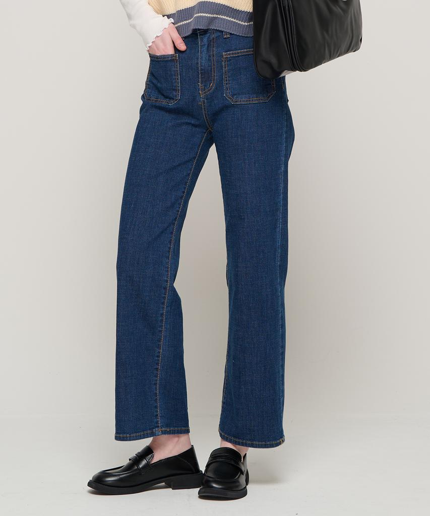 ROIDESROIS Brushed One-Pleat Wide Denim Pants (Dark Blue)