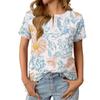 Women's Fashionable Casual Summer Floral Print V-neck Button Short-sleeved Top