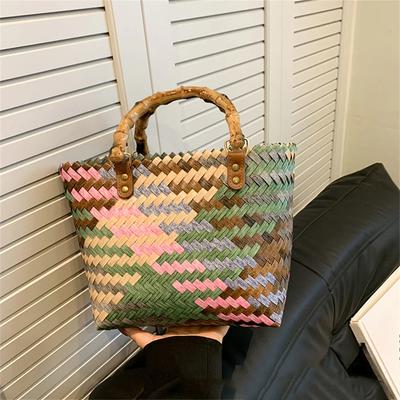 Geantă retro imitație ratan țesută Geanta de mână boho damă vară geantă de umăr pentru plajă New Fashion