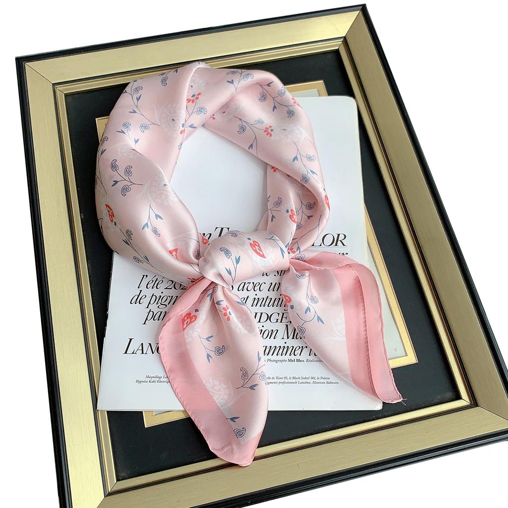 New 70CM Square Silk Scarf Women's Retro Floral Scarf Decorative Temperament Bag Head Tube Top Shawl