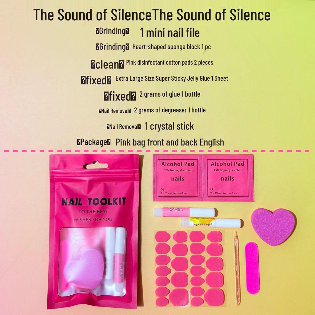 Cross-Border Nail Tool Kit: Mini Nail File, Glue, Disinfection Pads, Crystal Stick & Jelly Glue