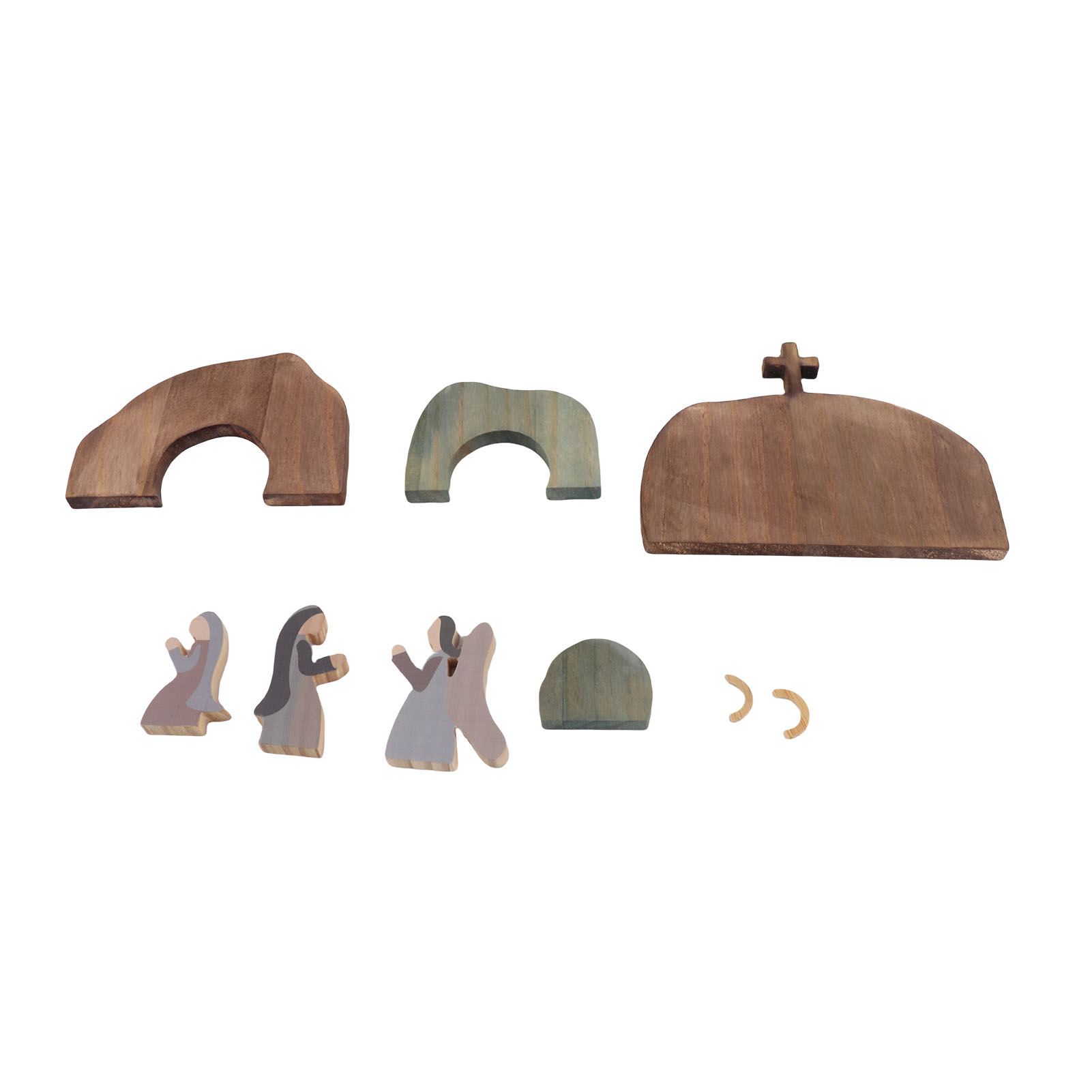 Деревянная пасхальная сцена Декорация Пустая гробница Фигурки Пасхальная сцена Декор для Настольный