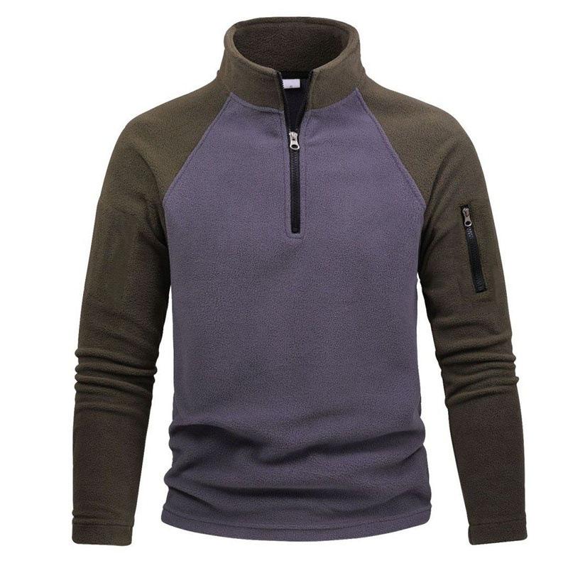2025 Men's Fashion Color Block Fleece Zip Hoodie