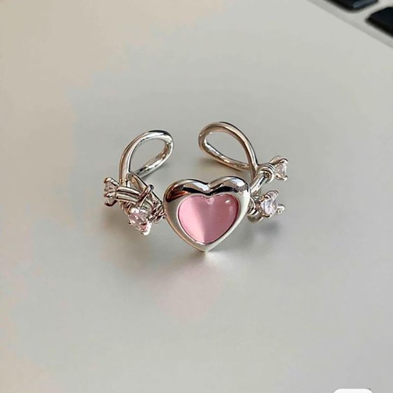 New Crystal Rings Heart Adjustable Ring Irregular Geometry Punk Vintage Rings Set for Women Girls Fashion Jewelry