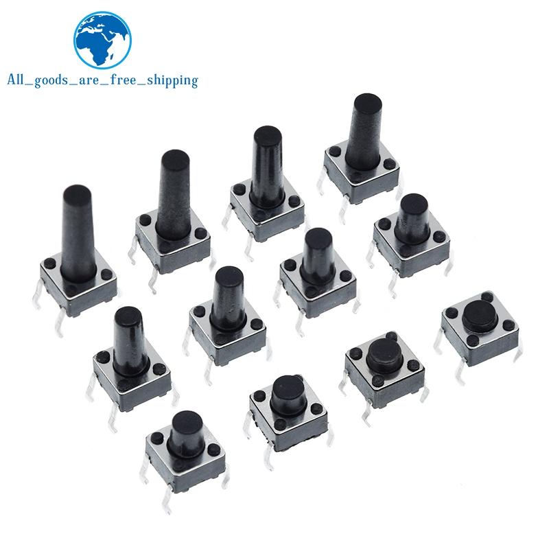 100/300 pièces 6X6X5/4.3/5.5/6/7/8/9/10/13MM Interrupteur Tactile Bouton-Poussoir 12V 4 broches DIP Micro-interrupteur Pour TV/Jouets/usage domestique Bouton