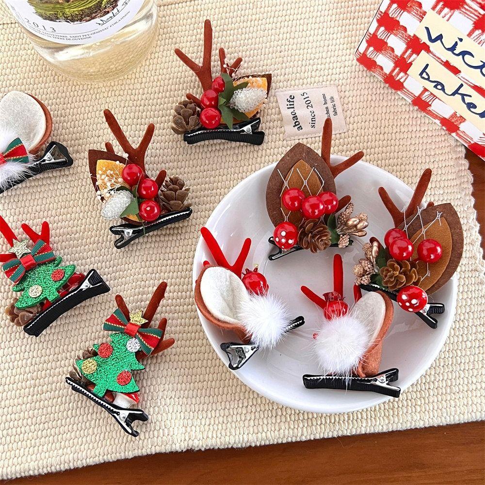 1 pair Santa Claus Christmas Hairpin Bowknot Christmas Hat Headabnd Merry Christmas Decor