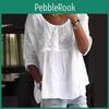 Lace Patchwork Printed White Temperament Mid Long Sleeved Round Neck Top For Women In Stock Tshirts Womens