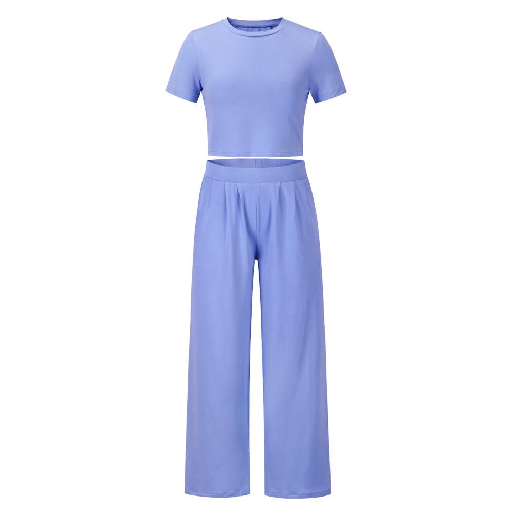Plus Size Women's Spring/Summer 2026 Casual Suit: Short-Sleeve T-Shirt & Long Pants Two-Piece Set