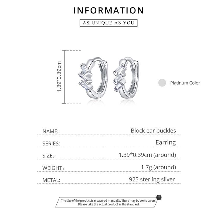 WOSTU 925 Sterling Silver Hypoallergenic Earrings Simple Geometric Triangle Cubic Zirconia Women Ear Buckles