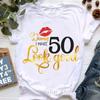 Europe and The United States Womens 50th Birthday Blouse Half Sleeve A Generation of Hair Tshirt Crewneck Tshirt Women Tops