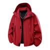 Red Zipper Waterproof Jacket Men's and Women's Spring and Autumn Jacket Hooded Jacket