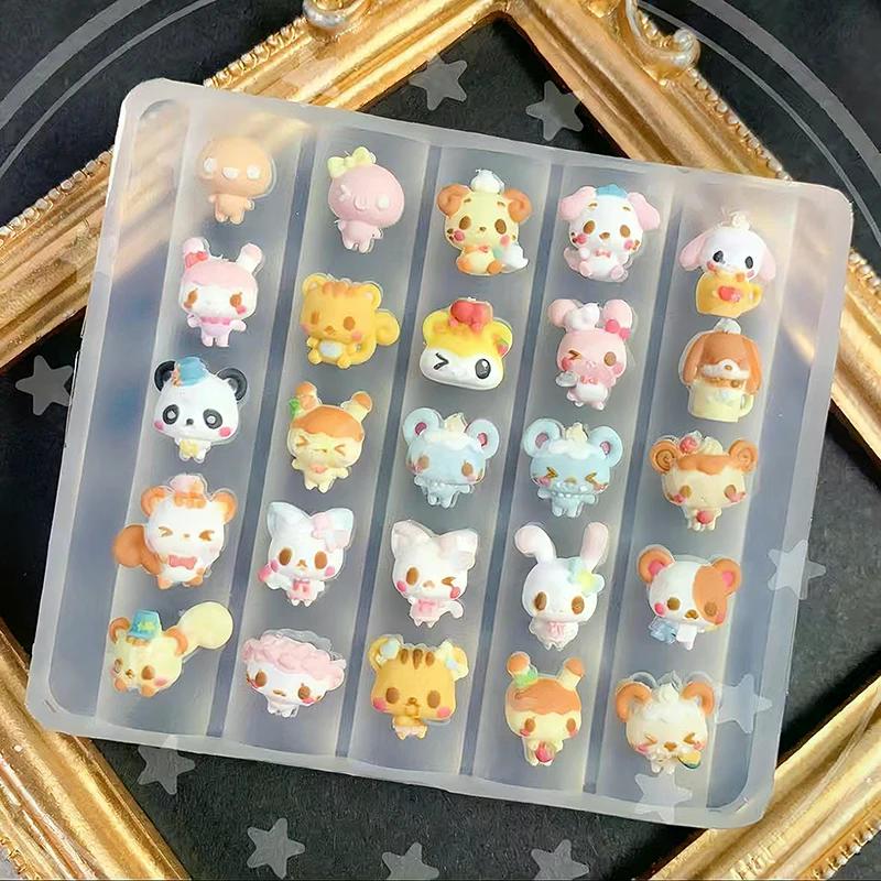 Nail Art Molds 3D Relief Silicone Cartoon Animal Rabbit Cat Dog Design Diy Nail Art Decorations Transparent Manicure Template