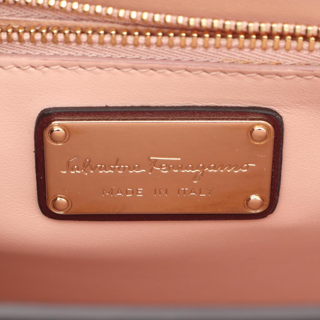 Used Salvatore Ferragamo Vara Ribbon Shoulder Bag Leather Bordeaux Used Women