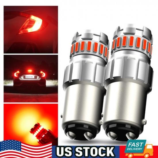 2X AUXITO 1157 LED Flash Red Bright Brake Tail Stop Light Parking Bulbs 2F B