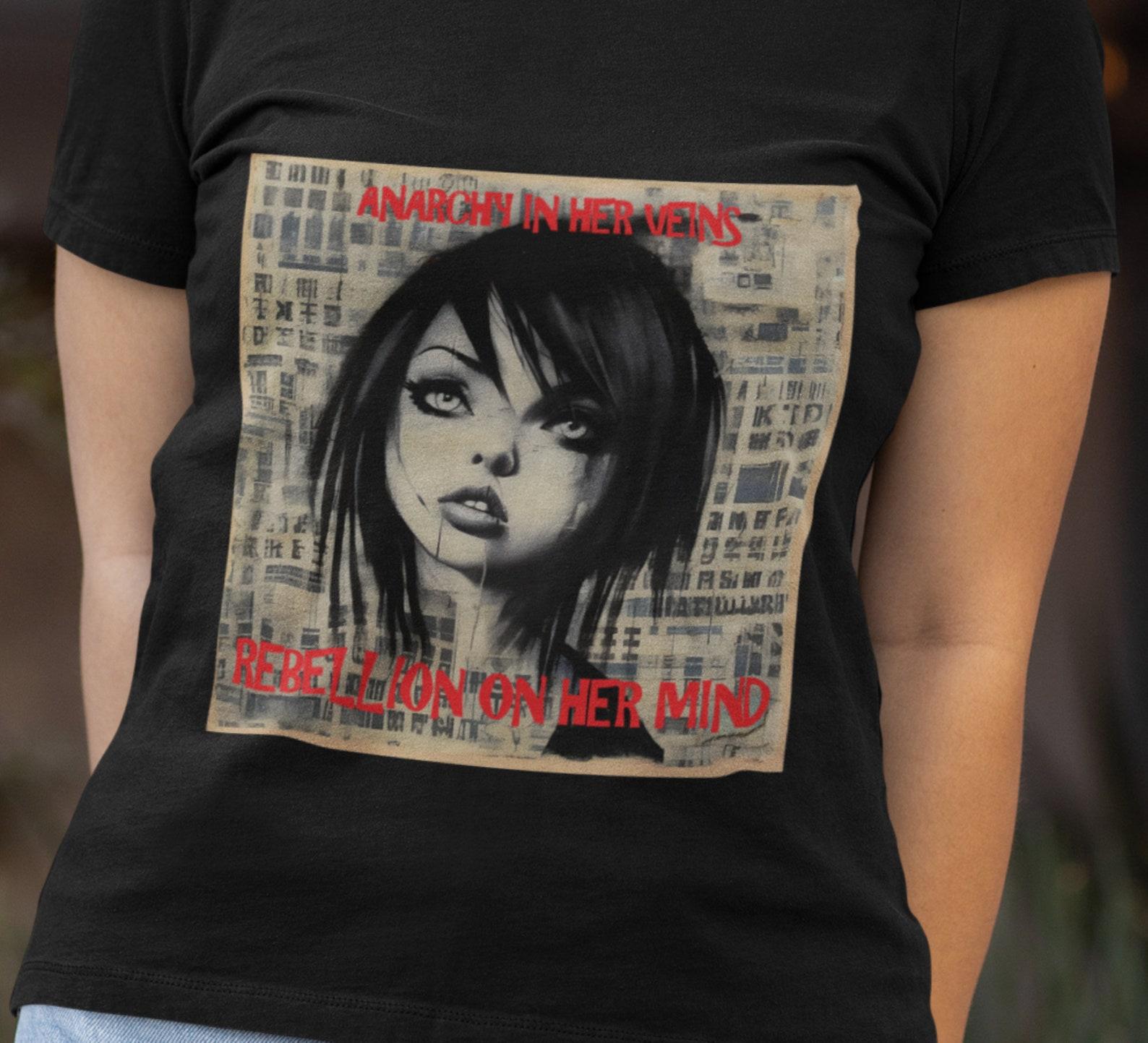 Punk Girl T-Shirt: Anarchy Rebellion Graphic Tee 4XL