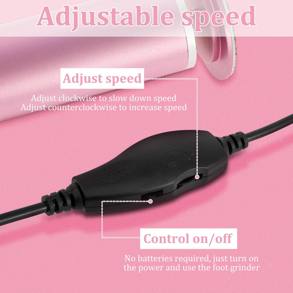 Electric Foot Callus Remover Electric Foot Care Tools with Speed Controller and 60pcs Replacement Sandpaper Disk Dead Dry Crack