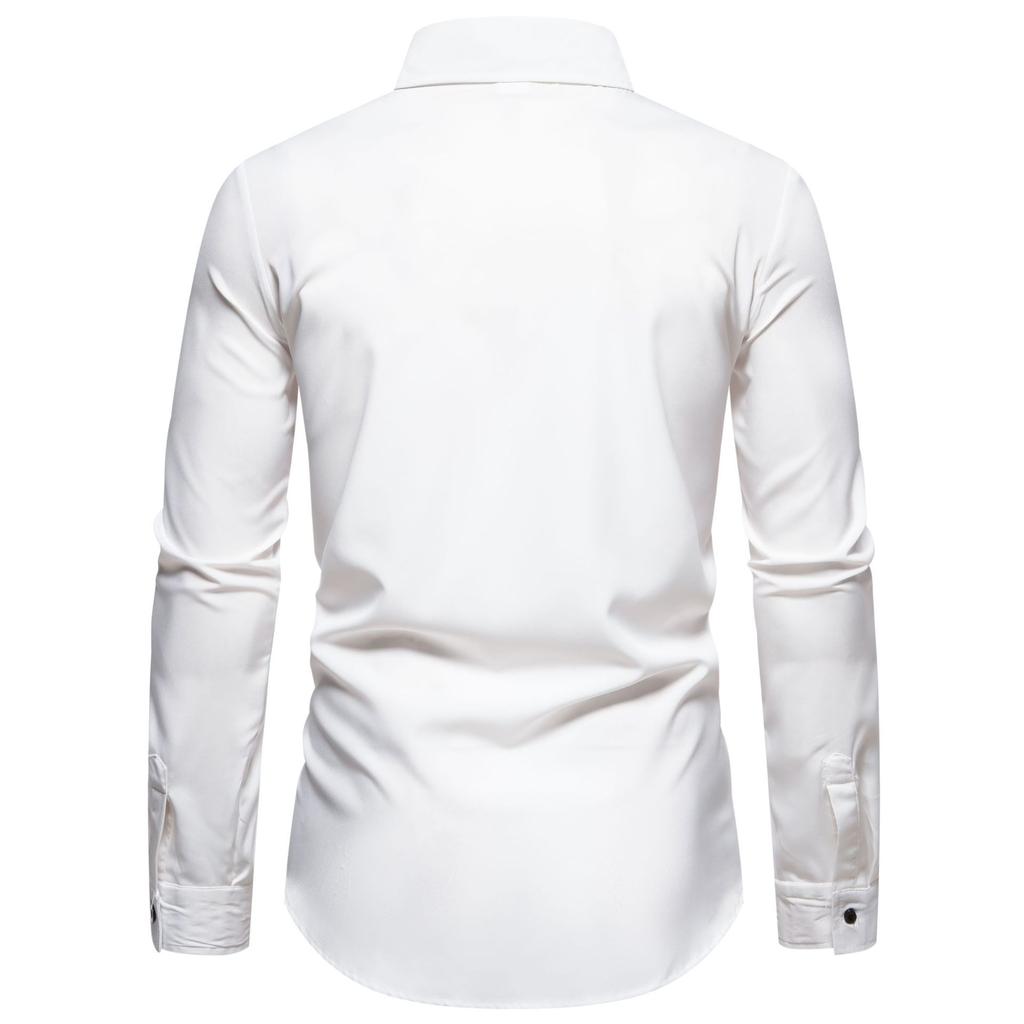 Printemps automne bleu rouge hommes chemises hommes blanc noir haut revers manches courtes couleur unie chemise