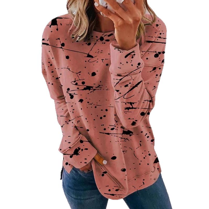 New Autumn Women's Thickened Printed Loose - Fit Pullover Sweatshirt with Crew Neck and Long Sleeves