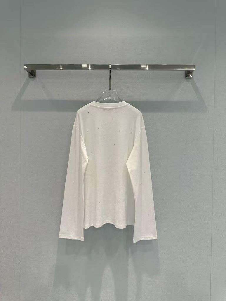 Tricou lung pentru femei 1996 cu imprimeu oglindă și strasuri, cu mânecă lungă