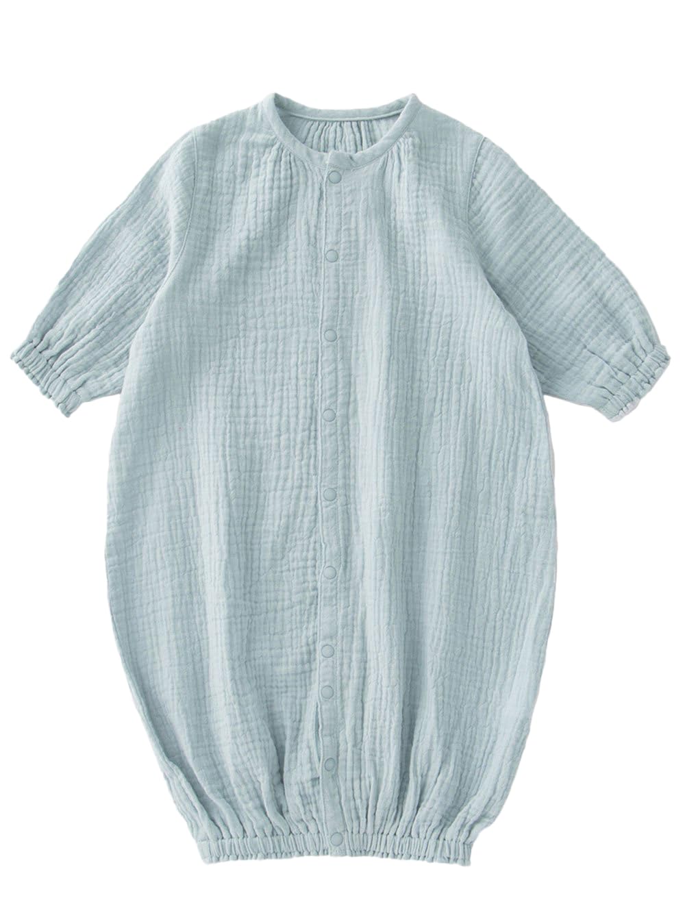 

ANGELIEBE Baby Romper, Puffy Double Gauze, Two-Way, All-Purpose, Long Sleeve, Sizes 50-70, Grayish Blue, for Boys and Girls
