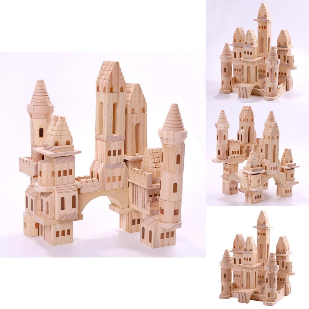 Wooden Castle Building Blocks For Kids Educational Wooden Toy Set With Shape Recognition And Cognitive Skills Development