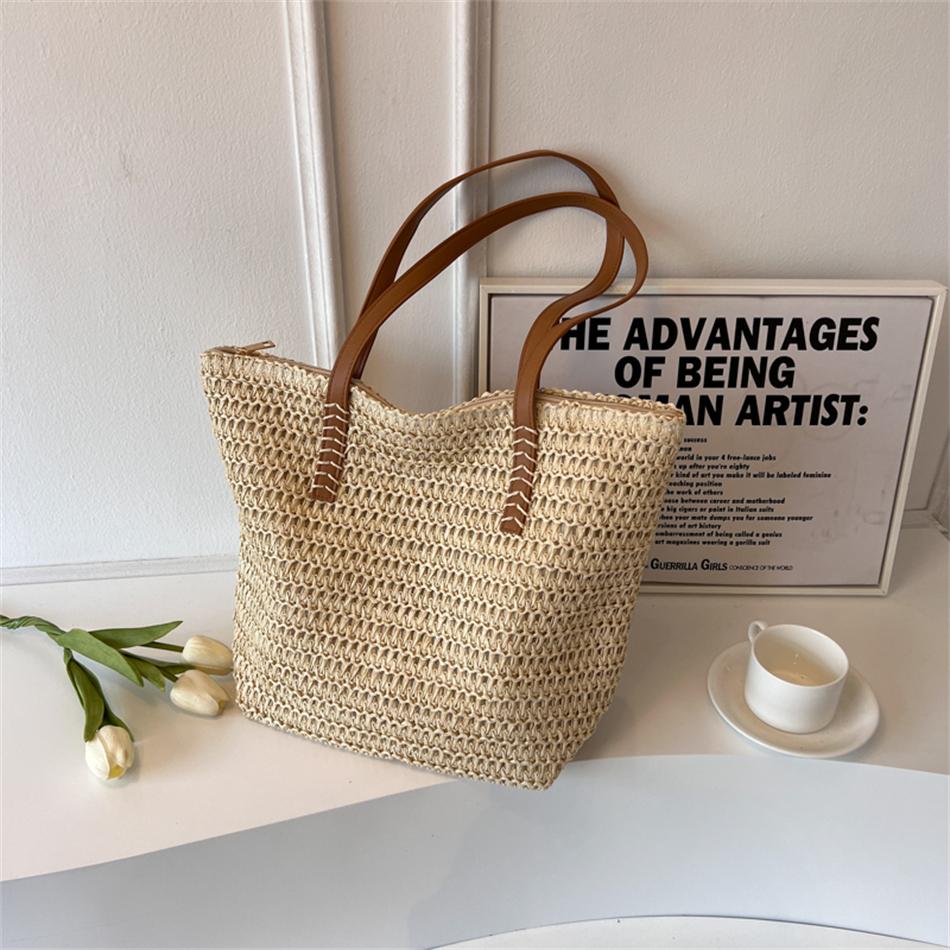Women's Straw Shoulder Bag Feminine Bag Luxury Large Capacity Designer Fashion Travel Beach Designer