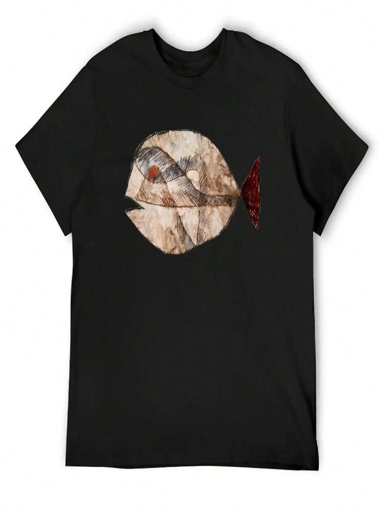 Abstract Art - Fish T-Shirt Shirts Graphic Tees Cotton Man T-Shirts Summer Clothes Funny T-Shirt Unisex Workout Shirt