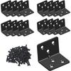 16-Pack Black Stainless Steel Corner Brace 1.5" L Shaped Heavy Duty Right Angle Bracket For Wood Shelves With Screws