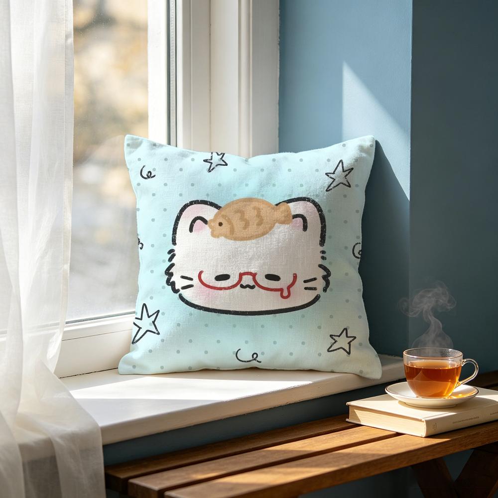 Cartoon FFish Lover Cat Cushion Cover Cushion Cover Set Pcs x x x Pillowcase Decorative Sofa Home Decor