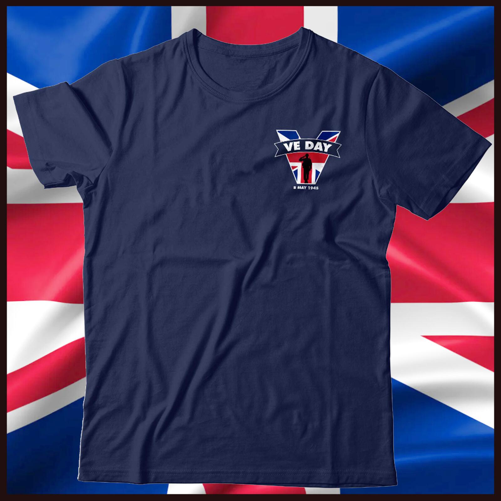 VE Day Chest Badge 80th Anniversary Unisex and TShirt Victory Day British Vet 3XL