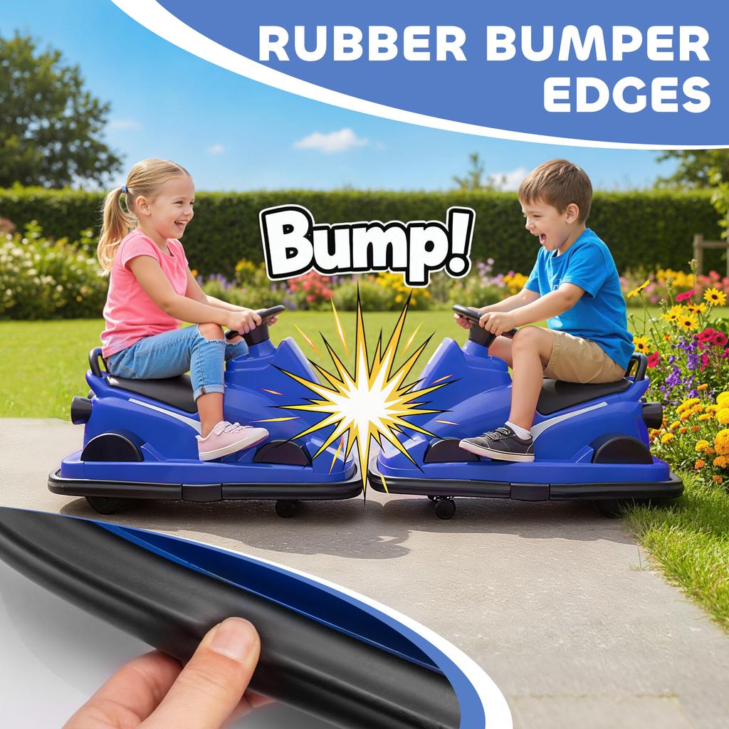 Kids Bumper Car, 360 degrees Rotation Spin Electric Waltzer Car with LED Lights, Music for Ages 3-8 Years Old, Blue