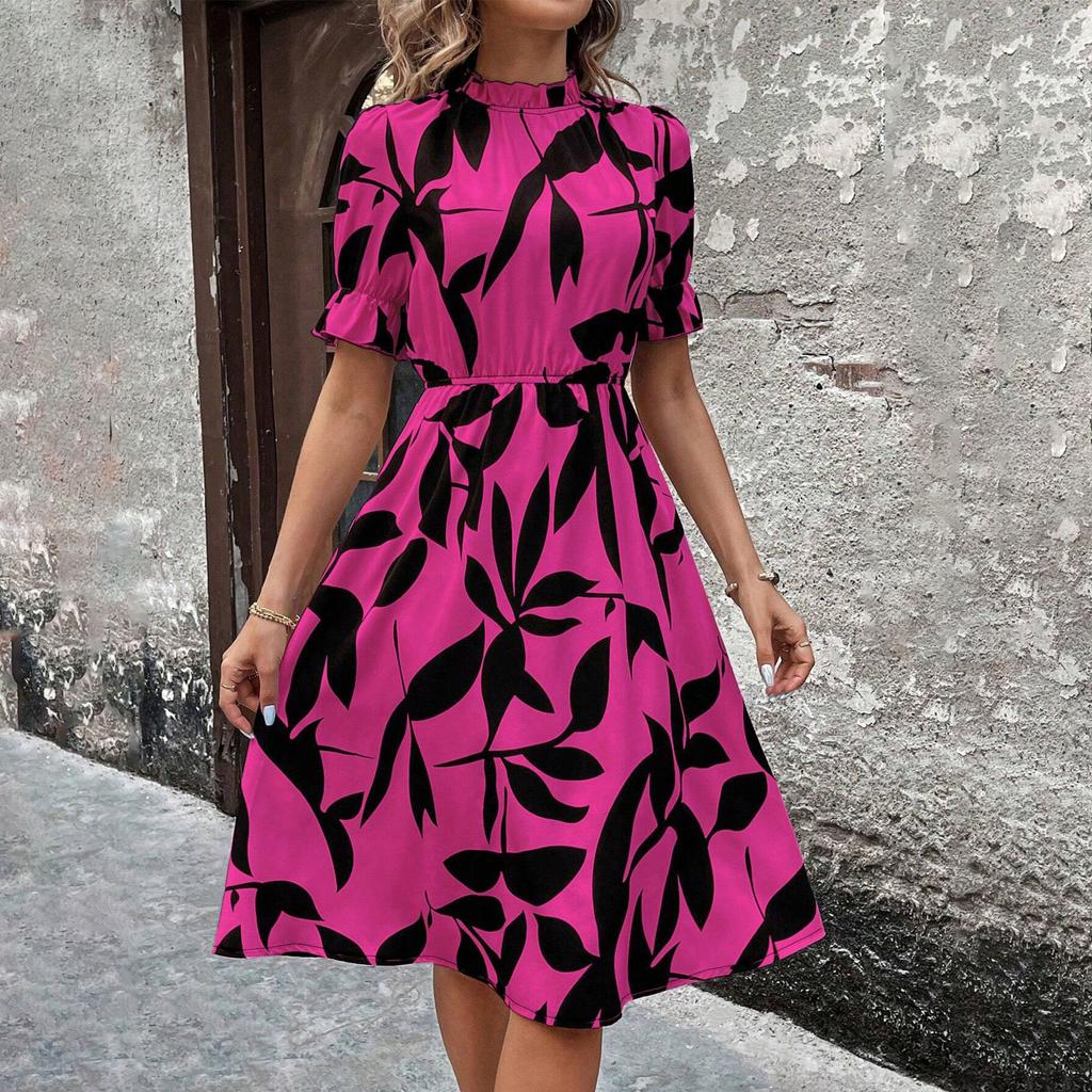 Rochie slim cu volan Maneca scurta Talie colecta Rochie eleganta