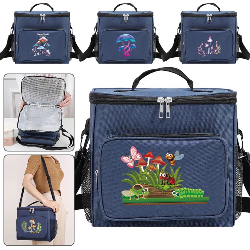 Lunch Bags Lunch Box Insulated Thermal Handbag Waterproof Camping Organizer Case Cooler Food Storage Boxes New Mushroom Pattern