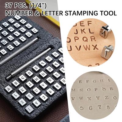 Bokstavsstämplingskit Läderutskrift Metallalfabet Siffra Läderstämpel Stansverktyg Läderpräglingsverktyg 37 st DIY Läderhantverk 3,5 mm/6,5 mm