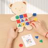 Montessori Toy Wooden Little Bear Geometry Matching Puzzle Rope Threading Game Parent Child Interactive Board Game Education